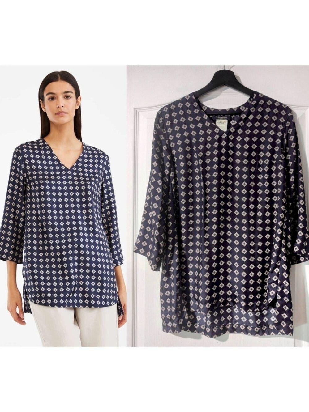 'S MaxMara | Silk Printed V-neck Tunic